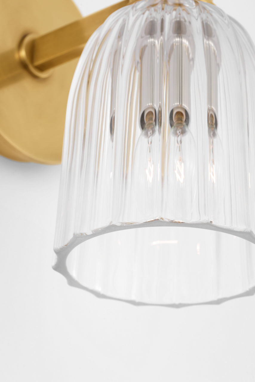 Asalea Single Sconce | Hand-Rubbed Antique Brass | Clear Glass
