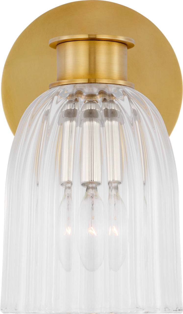 Asalea Single Sconce | Hand-Rubbed Antique Brass | Clear Glass
