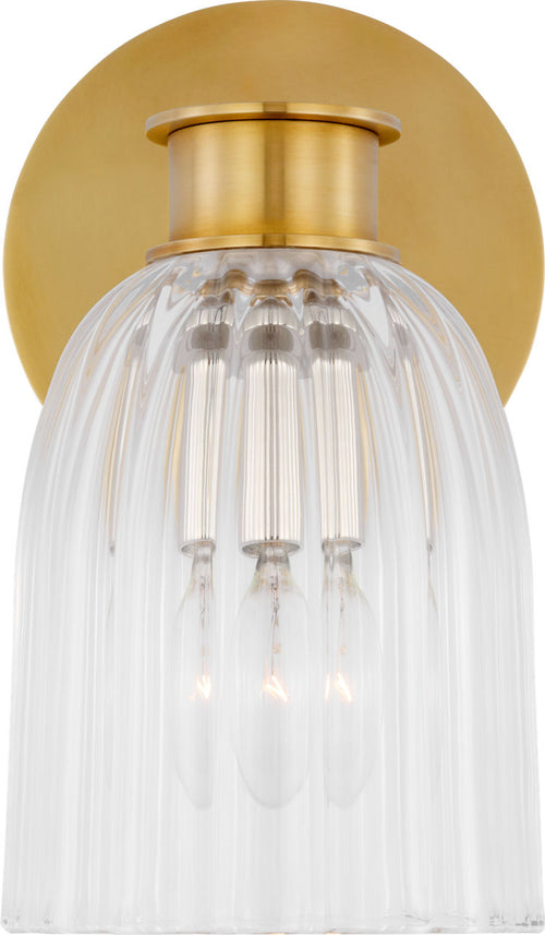 Asalea Single Sconce | Hand-Rubbed Antique Brass | Clear Glass