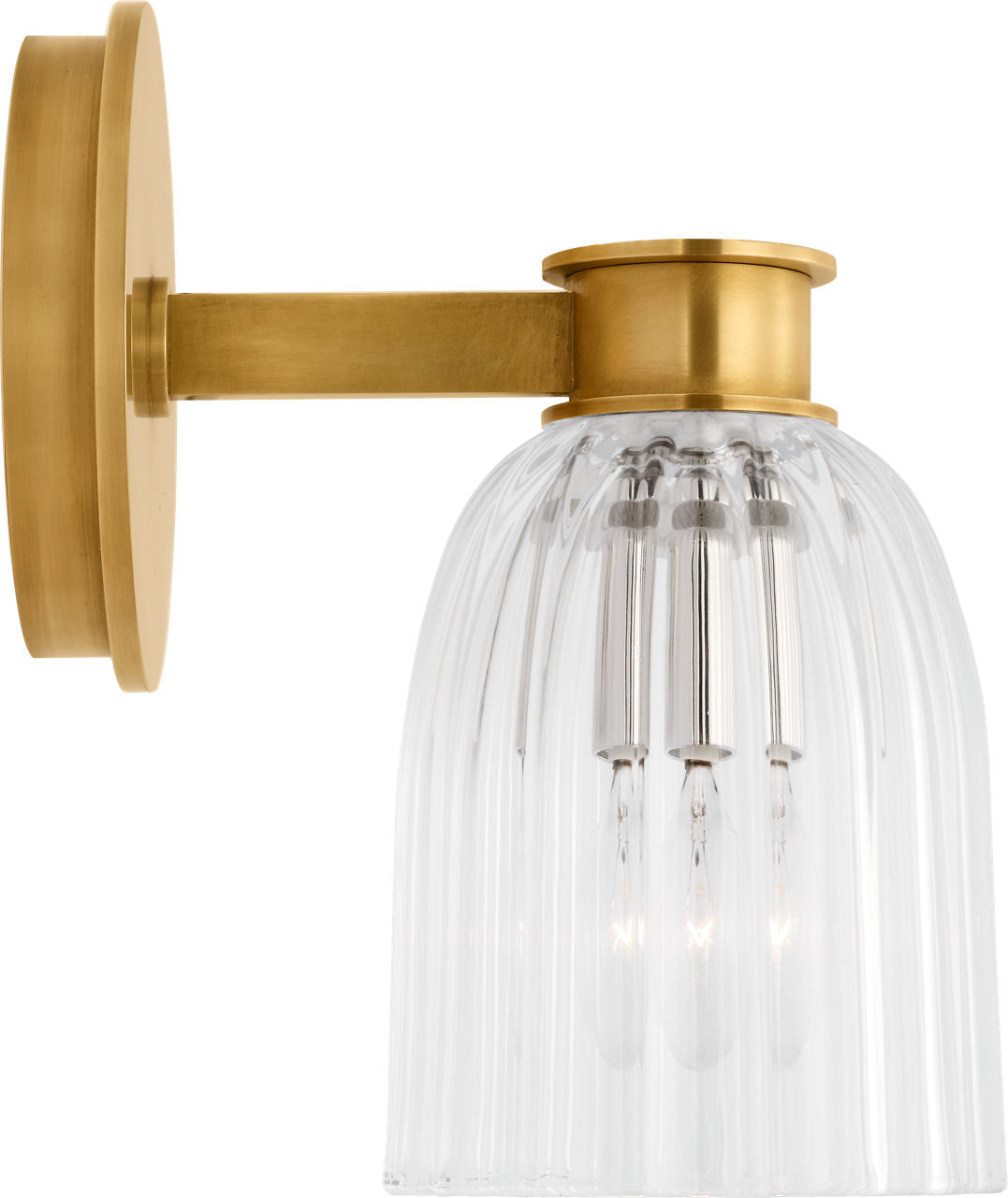 Asalea Single Sconce | Hand-Rubbed Antique Brass | Clear Glass