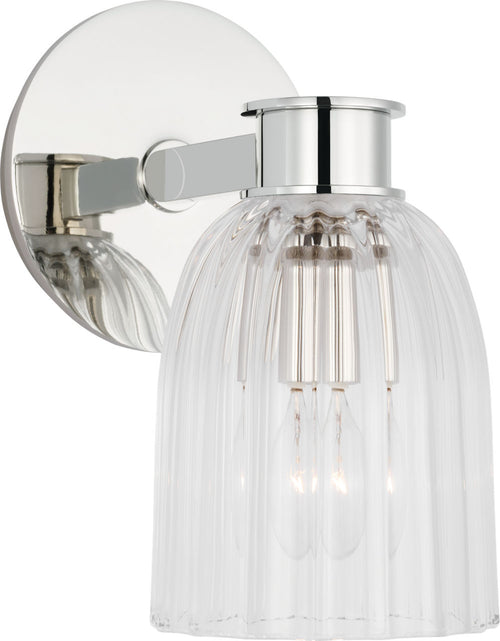 Asalea Single Sconce | Polished Nickel | Clear Glass