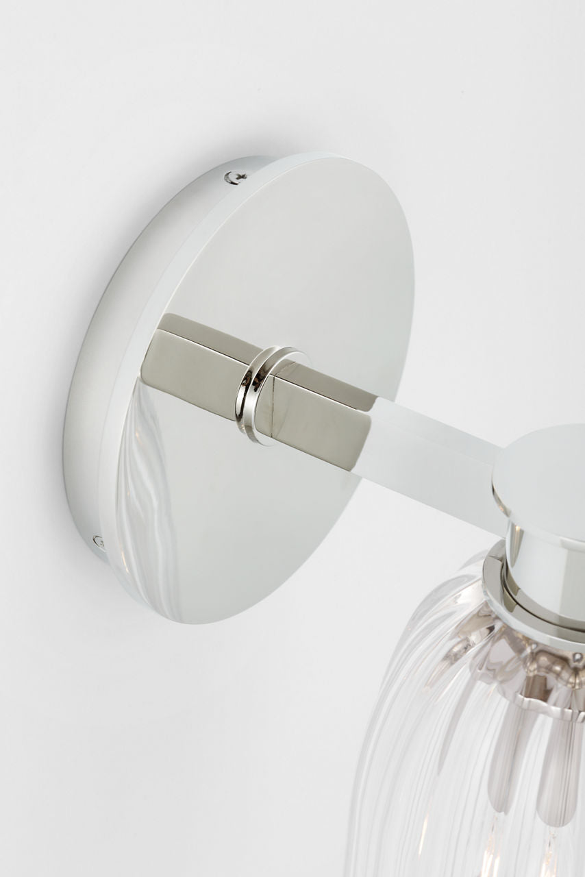 Asalea Single Sconce | Polished Nickel | Clear Glass