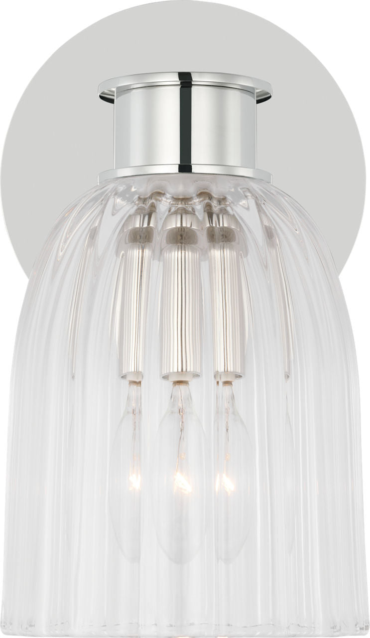 Asalea Single Sconce | Polished Nickel | Clear Glass