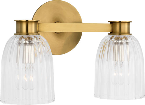 Asalea Double Sconce | Hand-Rubbed Antique Brass | Clear Glass