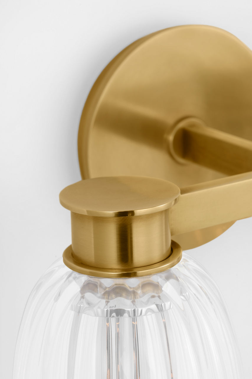 Asalea Double Sconce | Hand-Rubbed Antique Brass | Clear Glass