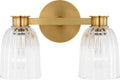 Asalea Double Sconce | Hand-Rubbed Antique Brass | Clear Glass
