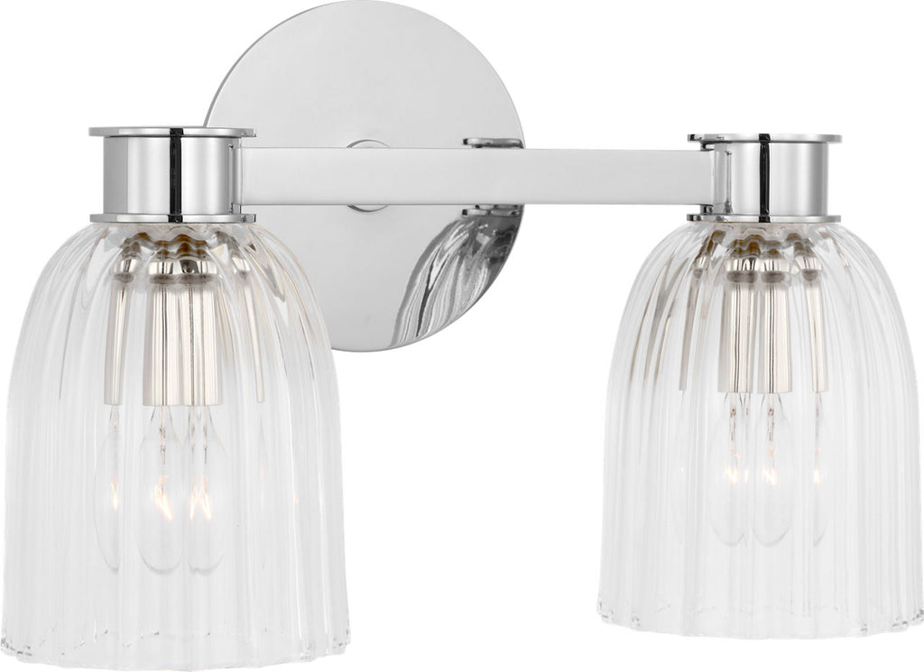 Asalea Double Sconce | Polished Nickel | Clear Glass
