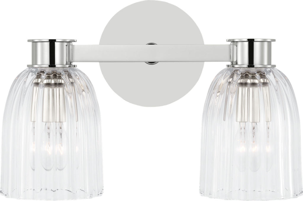 Asalea Double Sconce | Polished Nickel | Clear Glass