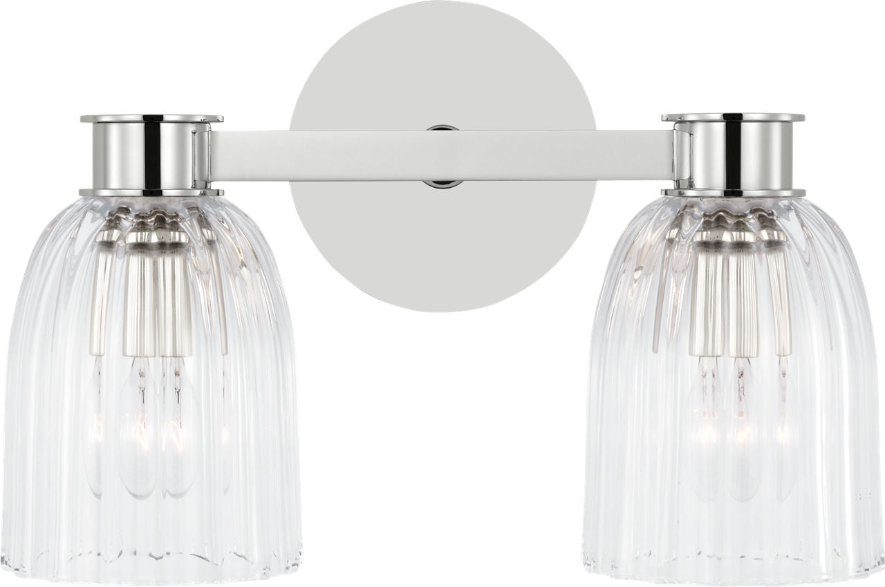 Asalea Double Sconce | Polished Nickel | Clear Glass