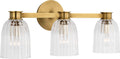 Asalea Triple Vanity Light | Hand-Rubbed Antique Brass | Clear Glass