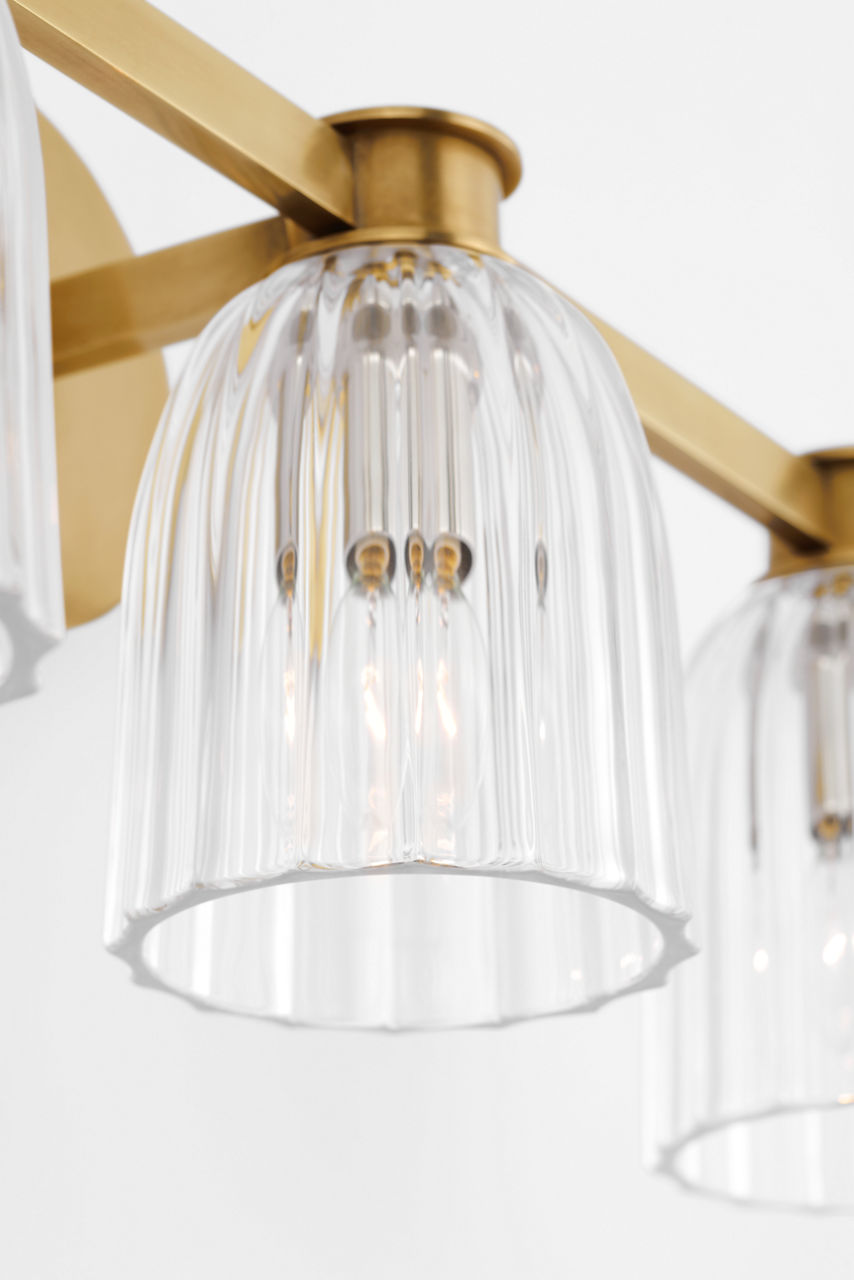Asalea Triple Vanity Light | Hand-Rubbed Antique Brass | Clear Glass