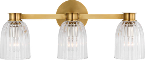 Asalea Triple Vanity Light | Hand-Rubbed Antique Brass | Clear Glass