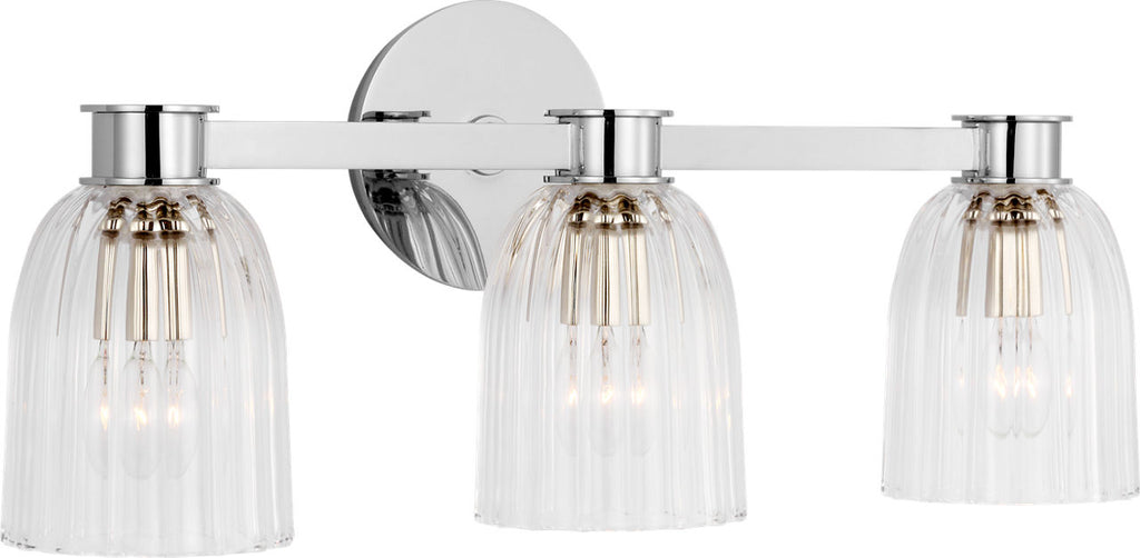 Asalea Triple Vanity Light | Polished Nickel | Clear Glass