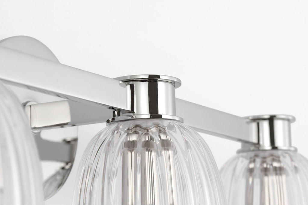 Asalea Triple Vanity Light | Polished Nickel | Clear Glass