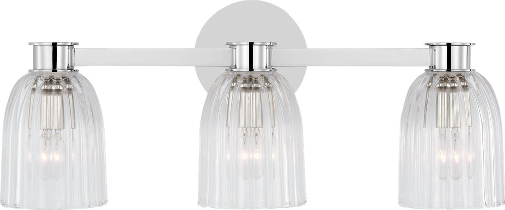 Asalea Triple Vanity Light | Polished Nickel | Clear Glass