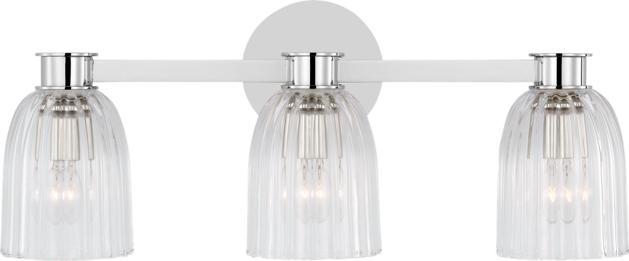 Asalea Triple Vanity Light | Polished Nickel | Clear Glass