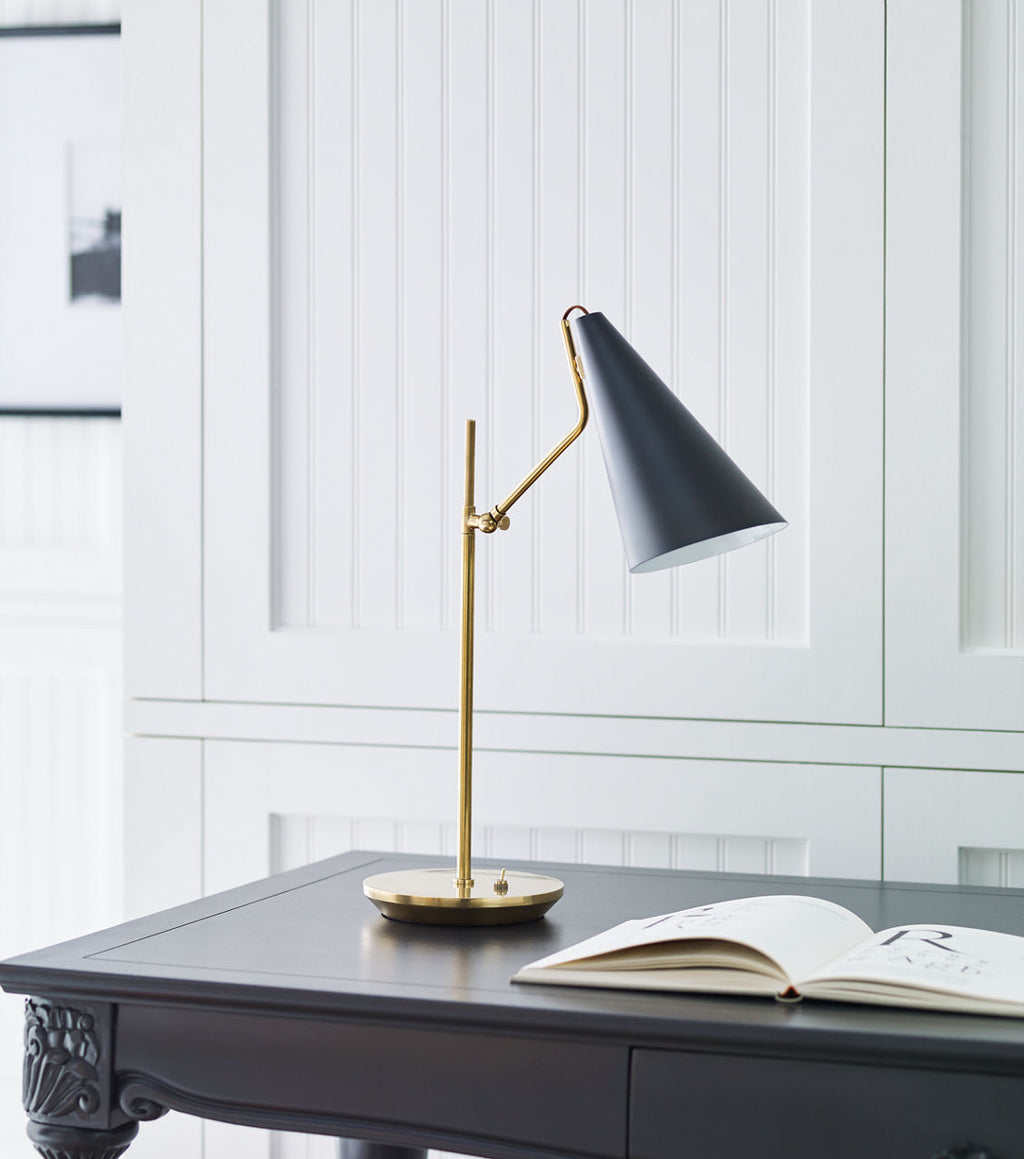 Clemente Table Lamp | Hand-Rubbed Antique Brass | Black