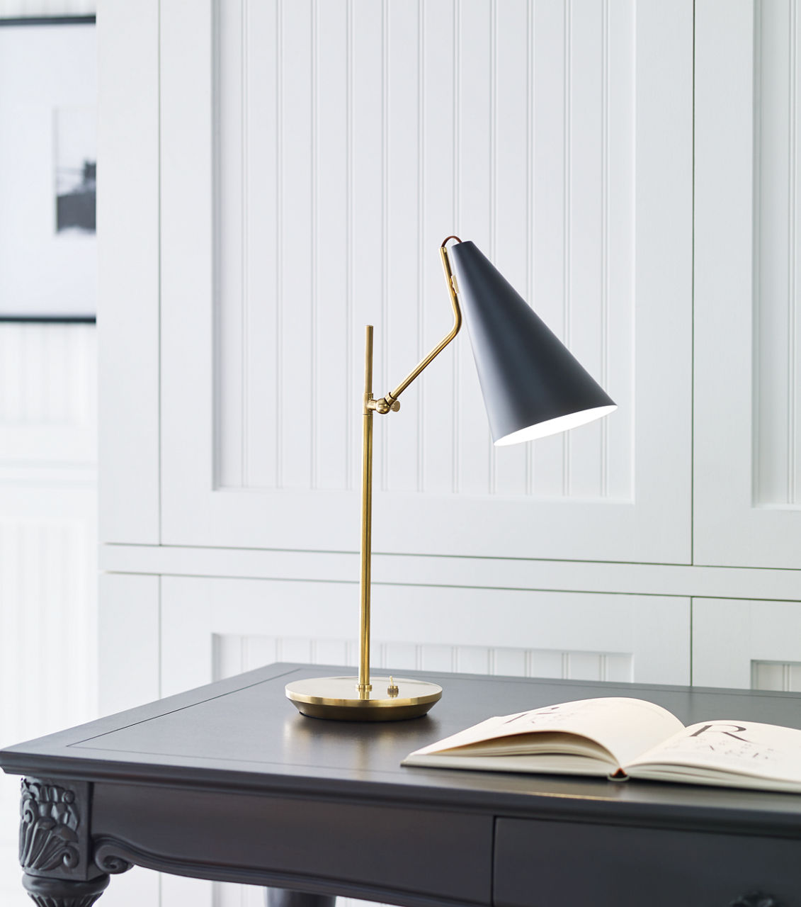 Clemente Table Lamp | Hand-Rubbed Antique Brass | Black