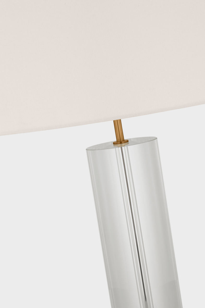 Lineham Cordless Table Lamp | Crystal and Hand-Rubbed Antique Brass | Linen Shade