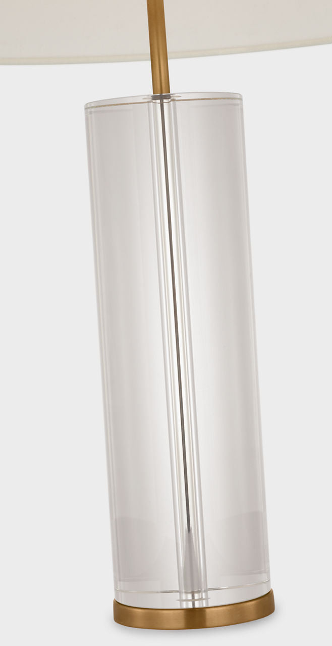 Lineham Cordless Table Lamp | Crystal and Hand-Rubbed Antique Brass | Linen Shade