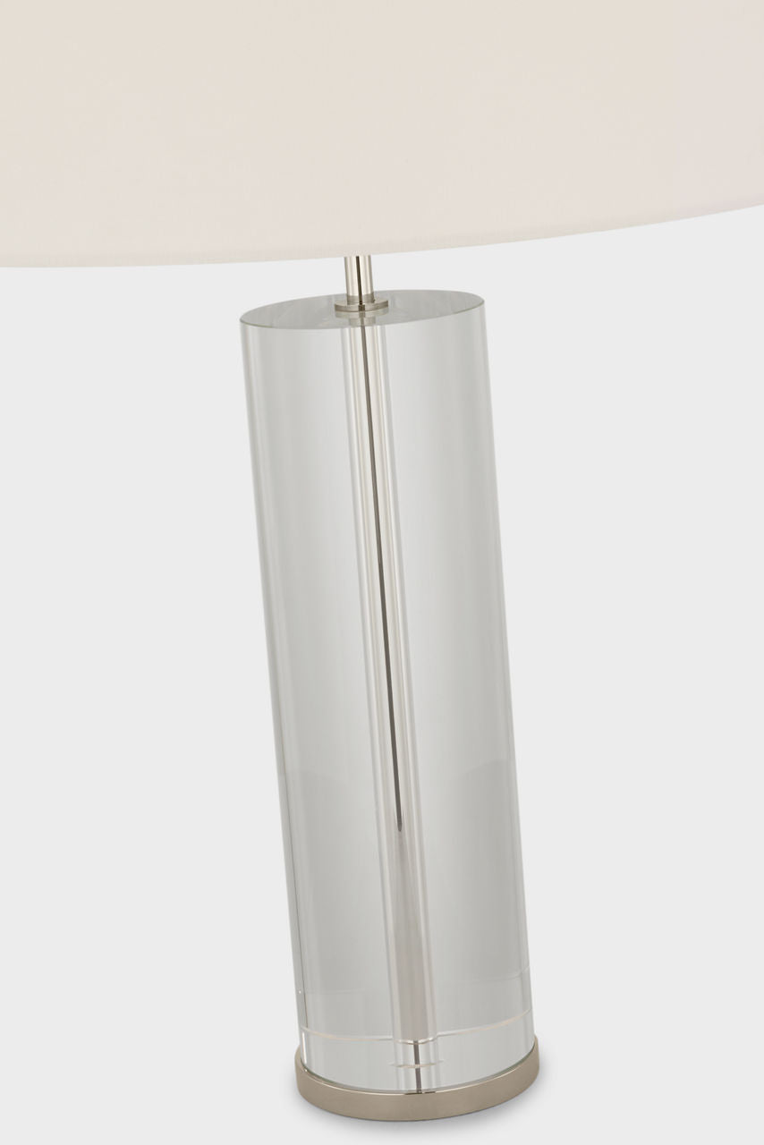 Lineham Cordless Table Lamp | Crystal and Polished Nickel | Linen Shade