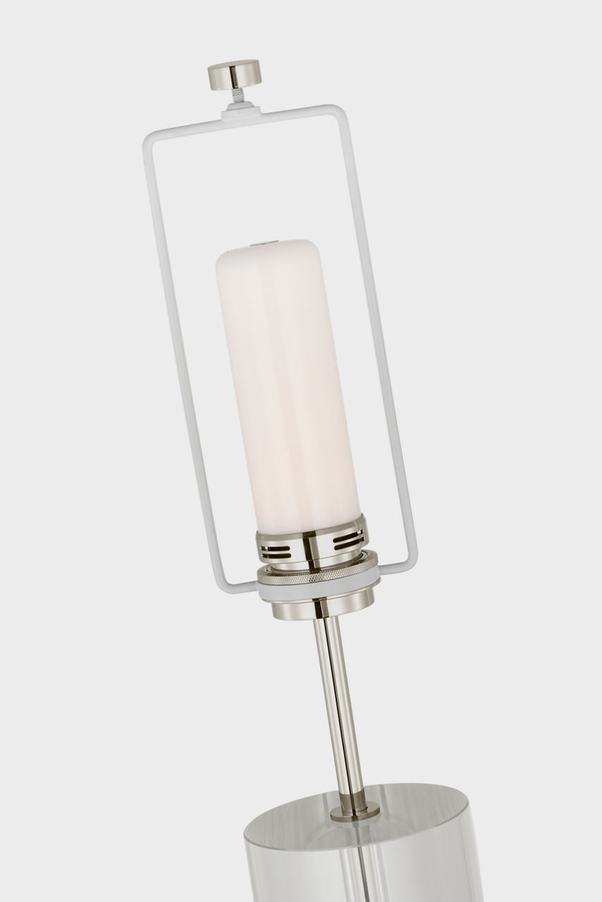 Lineham Cordless Table Lamp | Crystal and Polished Nickel | Linen Shade
