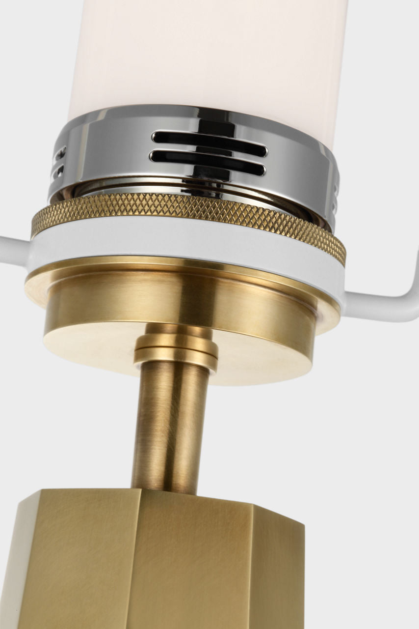 Olsen Cordless Table Lamp | Crystal and Hand-Rubbed Antique Brass | Linen Shade