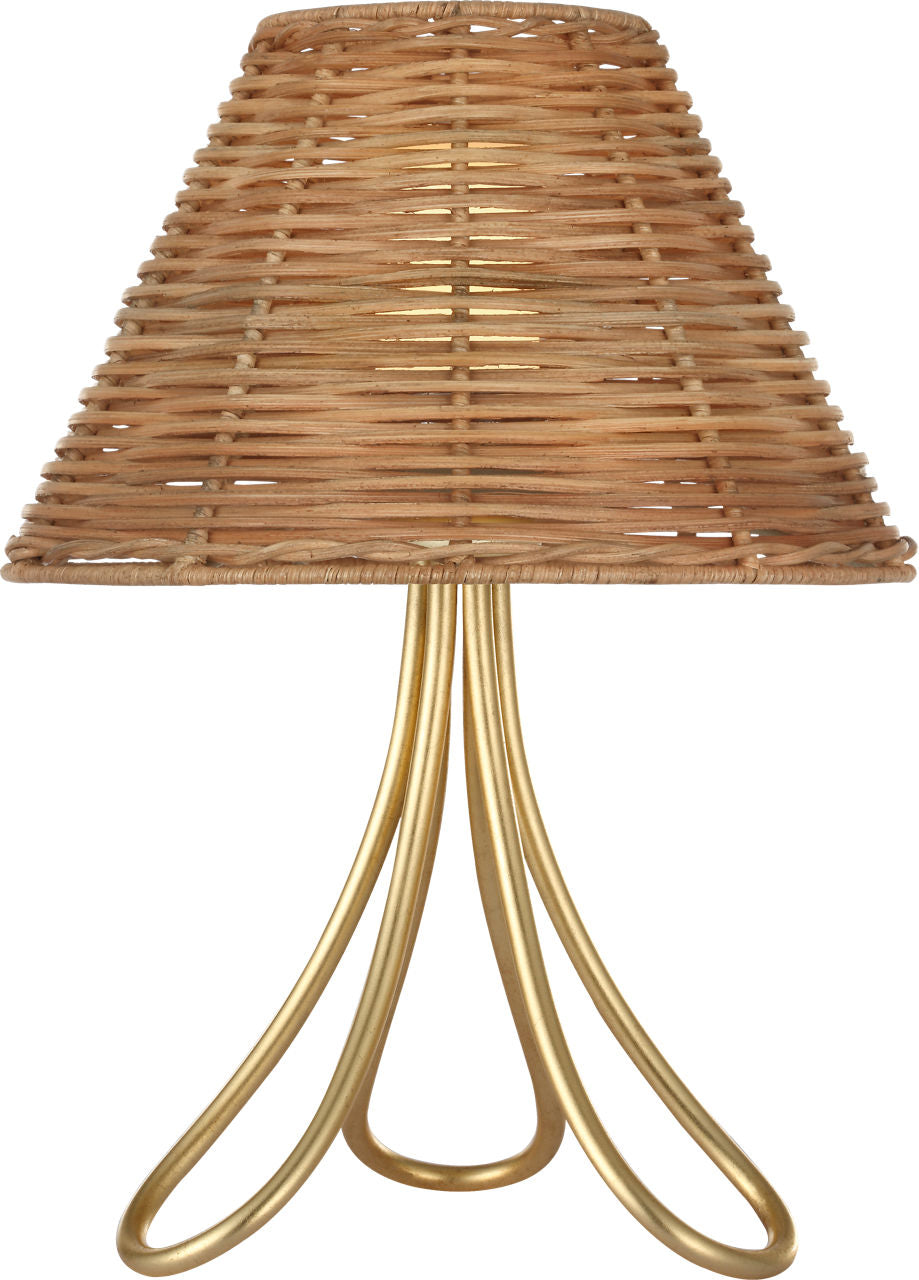 Jeanne 13" Cordless Accent Lamp | Gild | Natural Wicker Shade