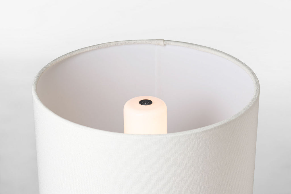 Gaios 13" Cordless Accent Lamp | Crackled Ivory | Linen Shade
