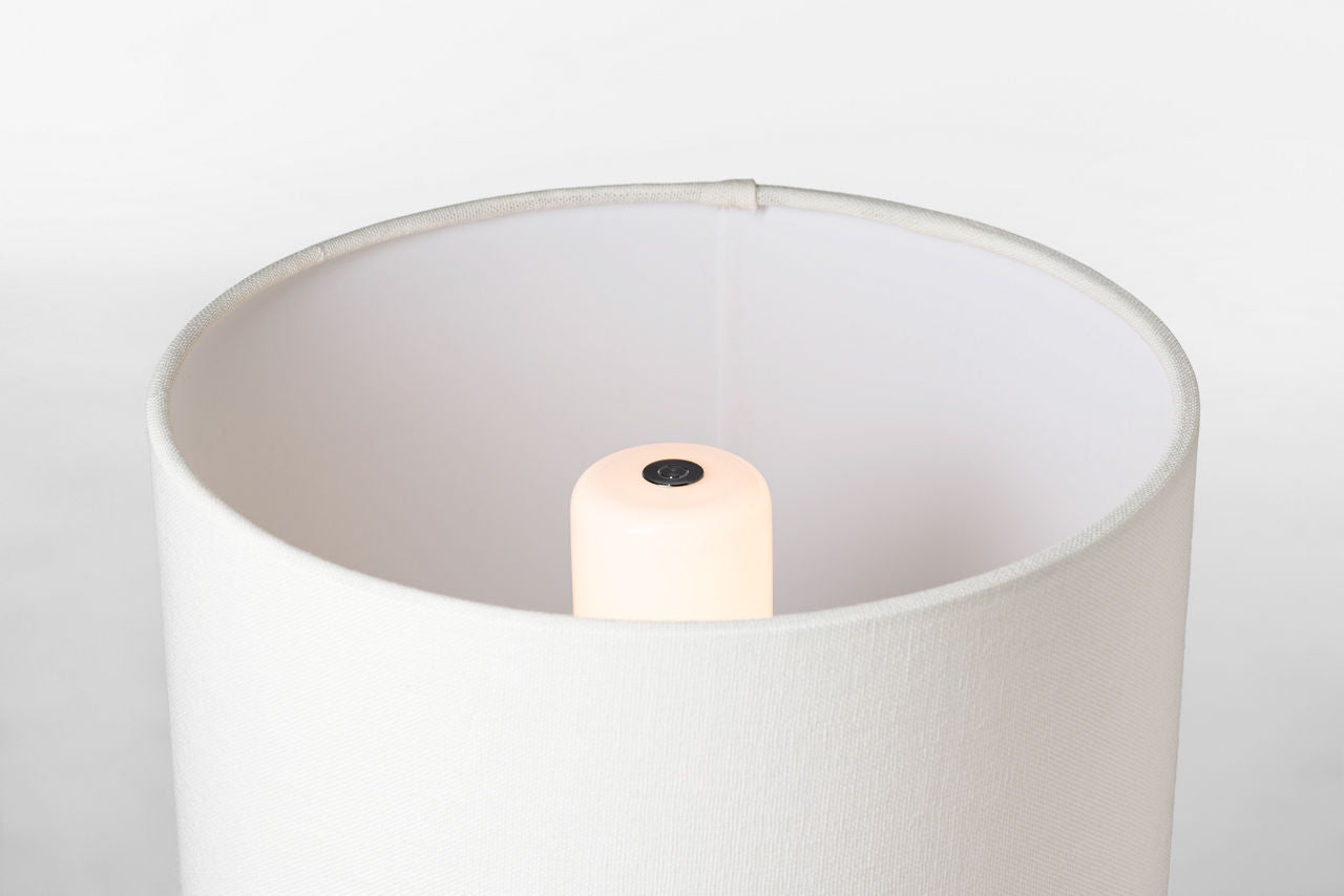 Gaios 13" Cordless Accent Lamp | Crackled Ivory | Linen Shade