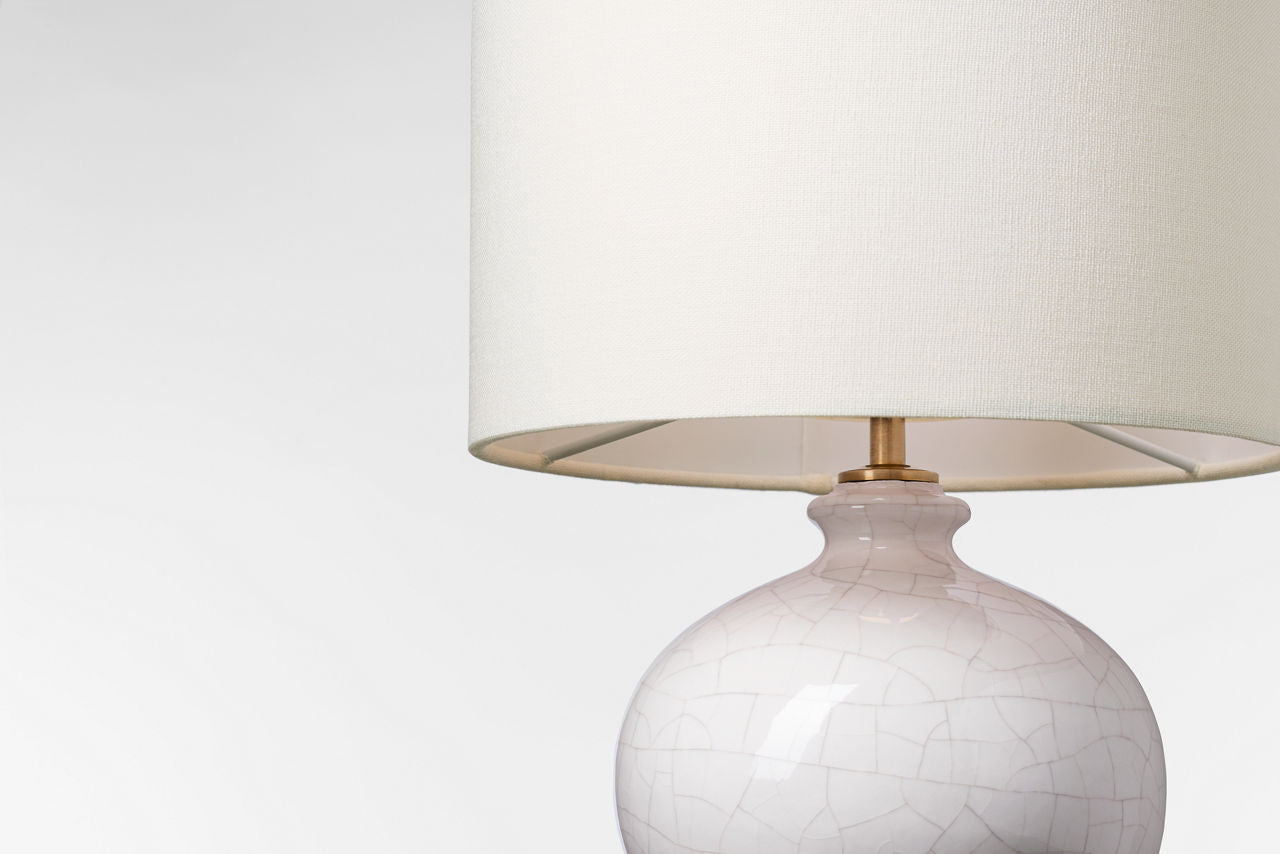 Gaios 13" Cordless Accent Lamp | Crackled Ivory | Linen Shade