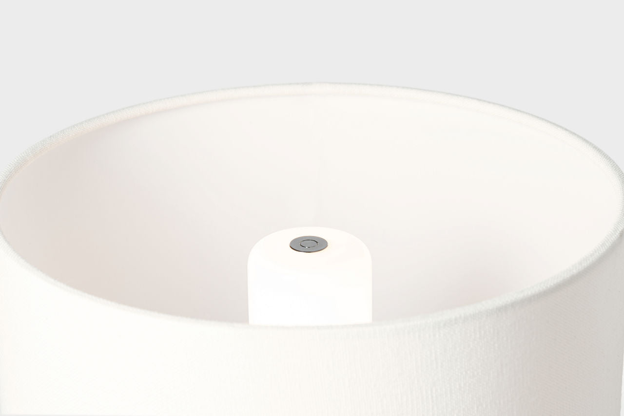 Gaios 13" Cordless Accent Lamp | Pharaoh White | Linen Shade
