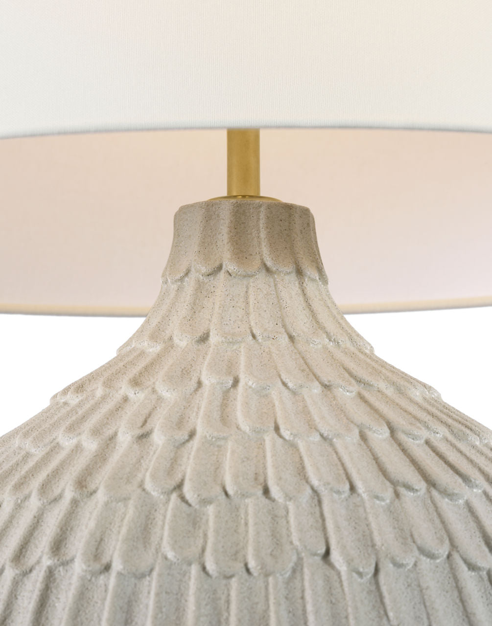 Morava 28" Hand Carved Table Lamp | Volcanic White | Linen Shade