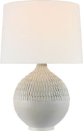 Morava 28" Hand Carved Table Lamp | Volcanic White | Linen Shade