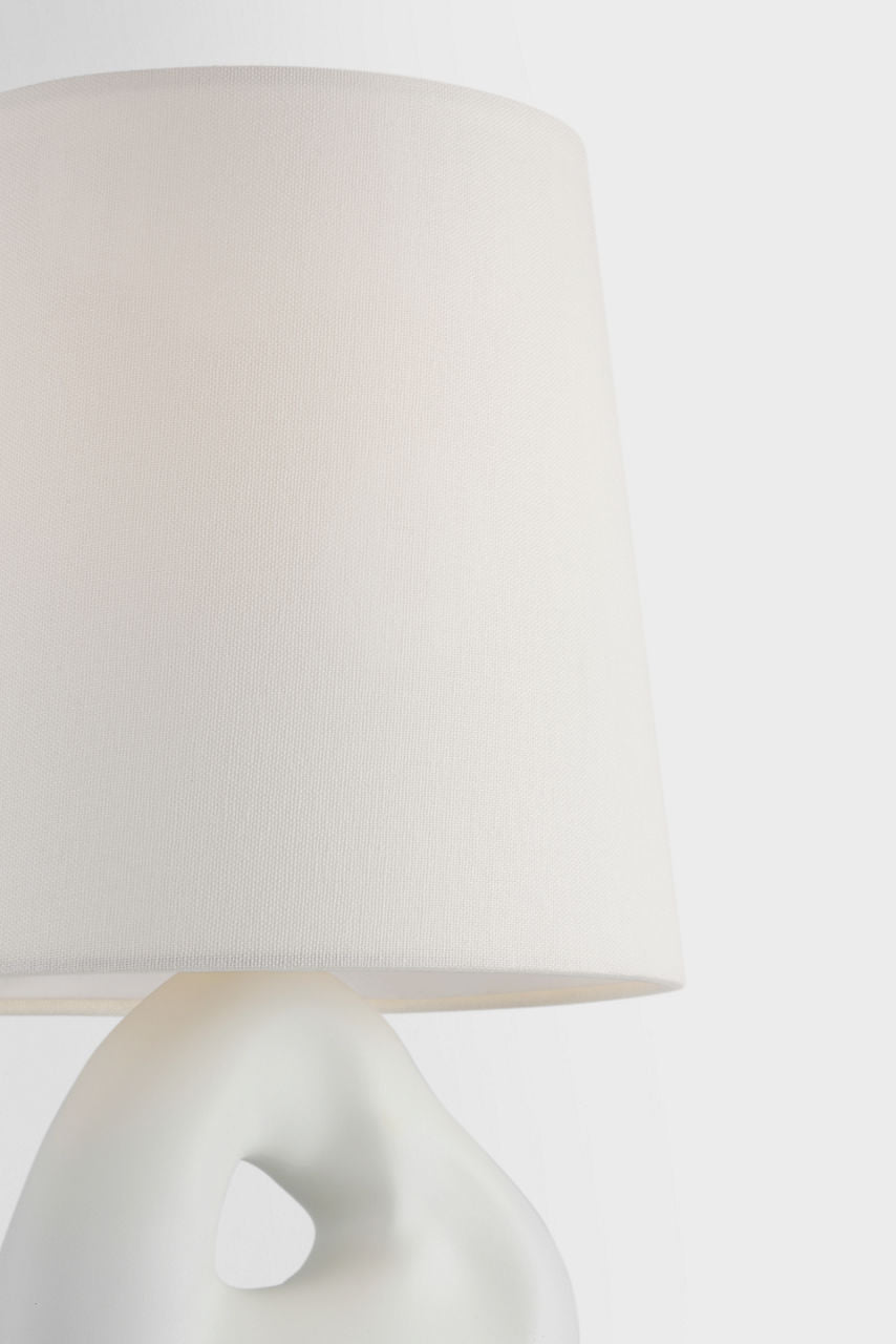 Adria 16" Cordless Table Lamp | Plaster White | Linen Shade