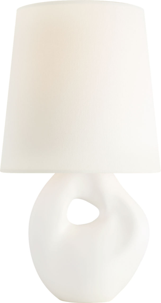 Adria 16" Cordless Table Lamp | Plaster White | Linen Shade