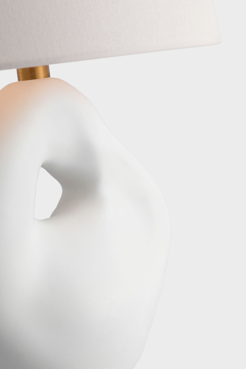 Adria 16" Table Lamp | Plaster White | Linen Shade