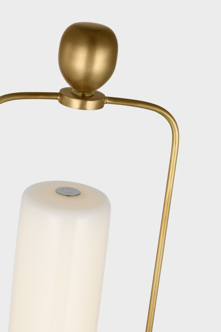 Adria 25" Cordless Table Lamp | Plaster White | Linen Shade
