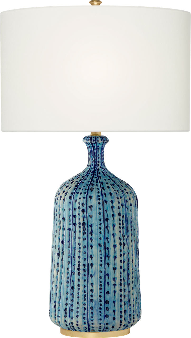 Culloden Table Lamp | Pebbled Aquamarine | Linen Shade