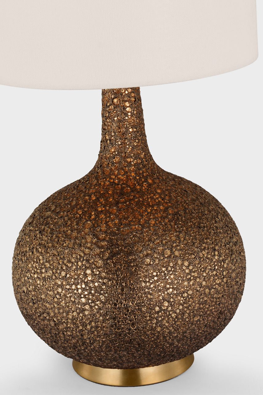 Hunlen Cordless Table Lamp | Burnt Gold | Linen Shade