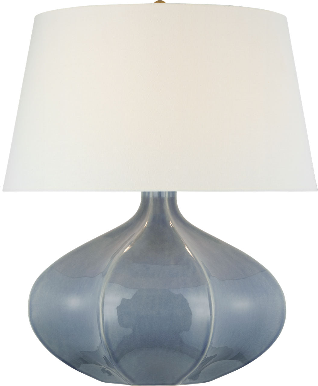 Rana Medium Wide Table Lamp | Polar Blue Crackle | Linen Shade
