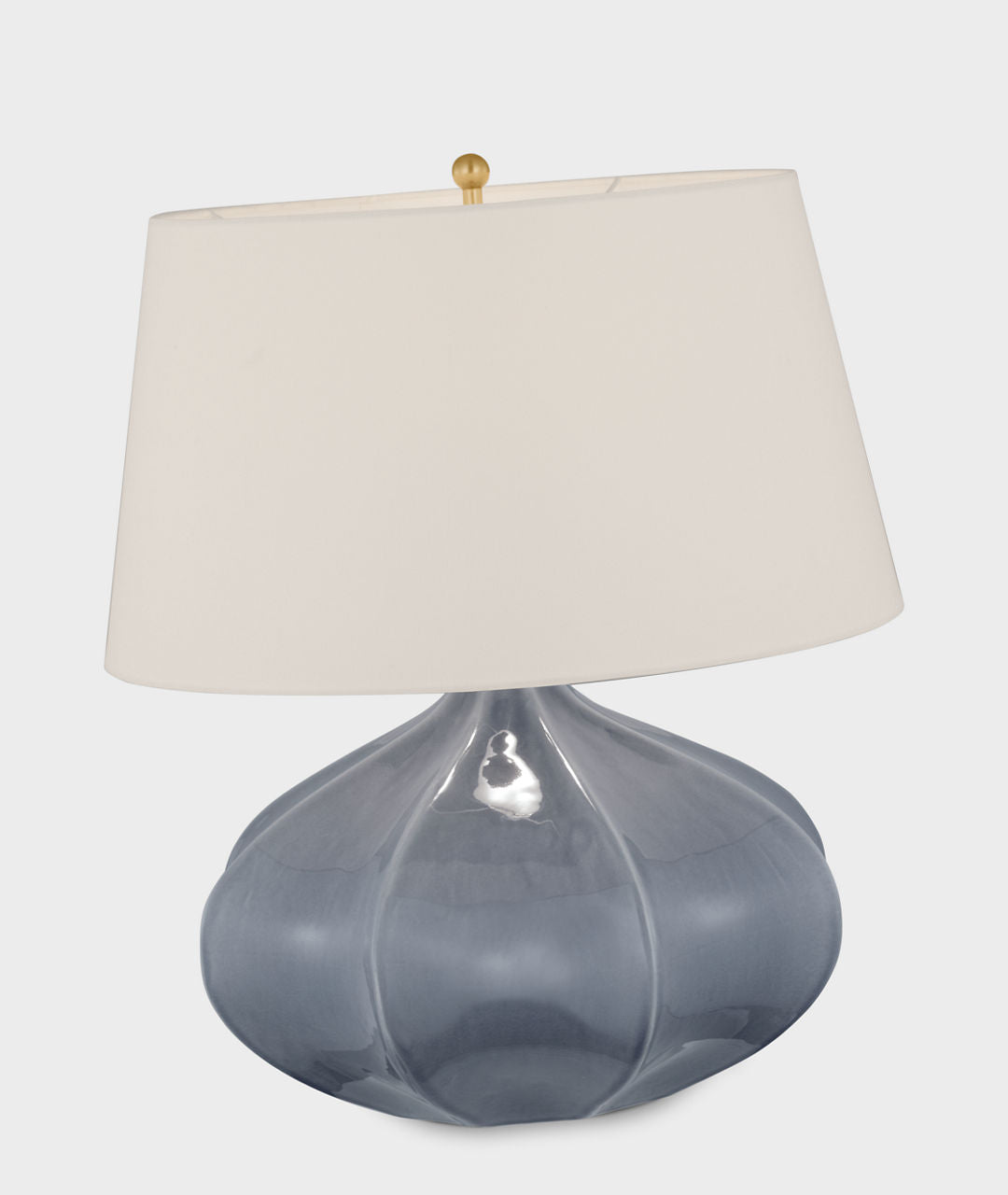 Rana Medium Wide Table Lamp | Polar Blue Crackle | Linen Shade