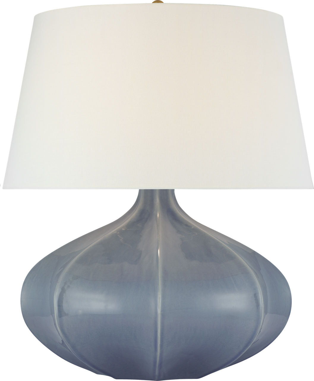 Rana Medium Wide Table Lamp | Polar Blue Crackle | Linen Shade