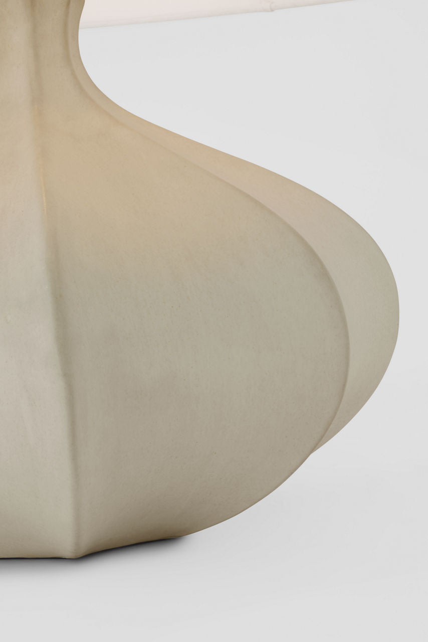 Rana Medium Wide Table Lamp | Stone White | Linen Shade