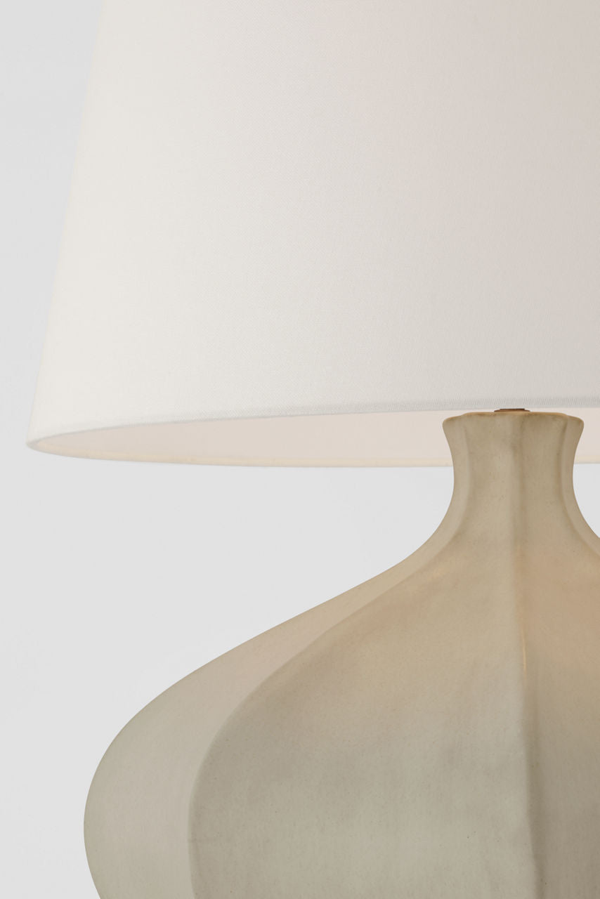 Rana Medium Wide Table Lamp | Stone White | Linen Shade