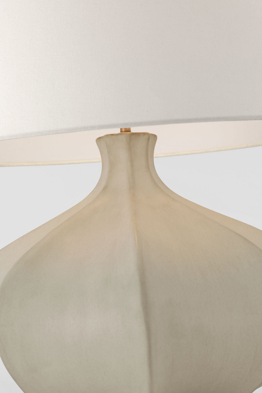 Rana Medium Wide Table Lamp | Stone White | Linen Shade