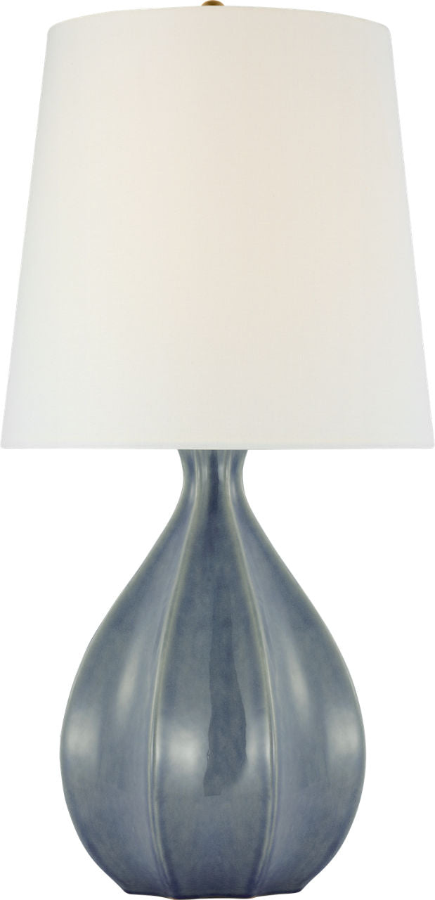 Rana Large Table Lamp | Polar Blue Crackle | Linen Shade