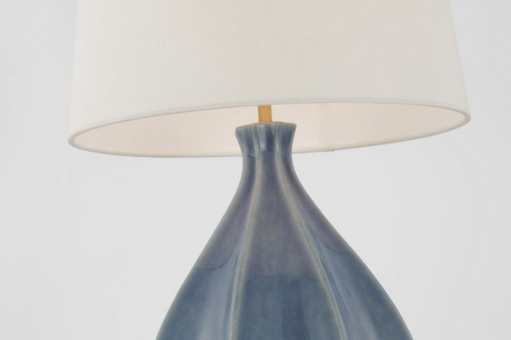 Rana Large Table Lamp | Polar Blue Crackle | Linen Shade