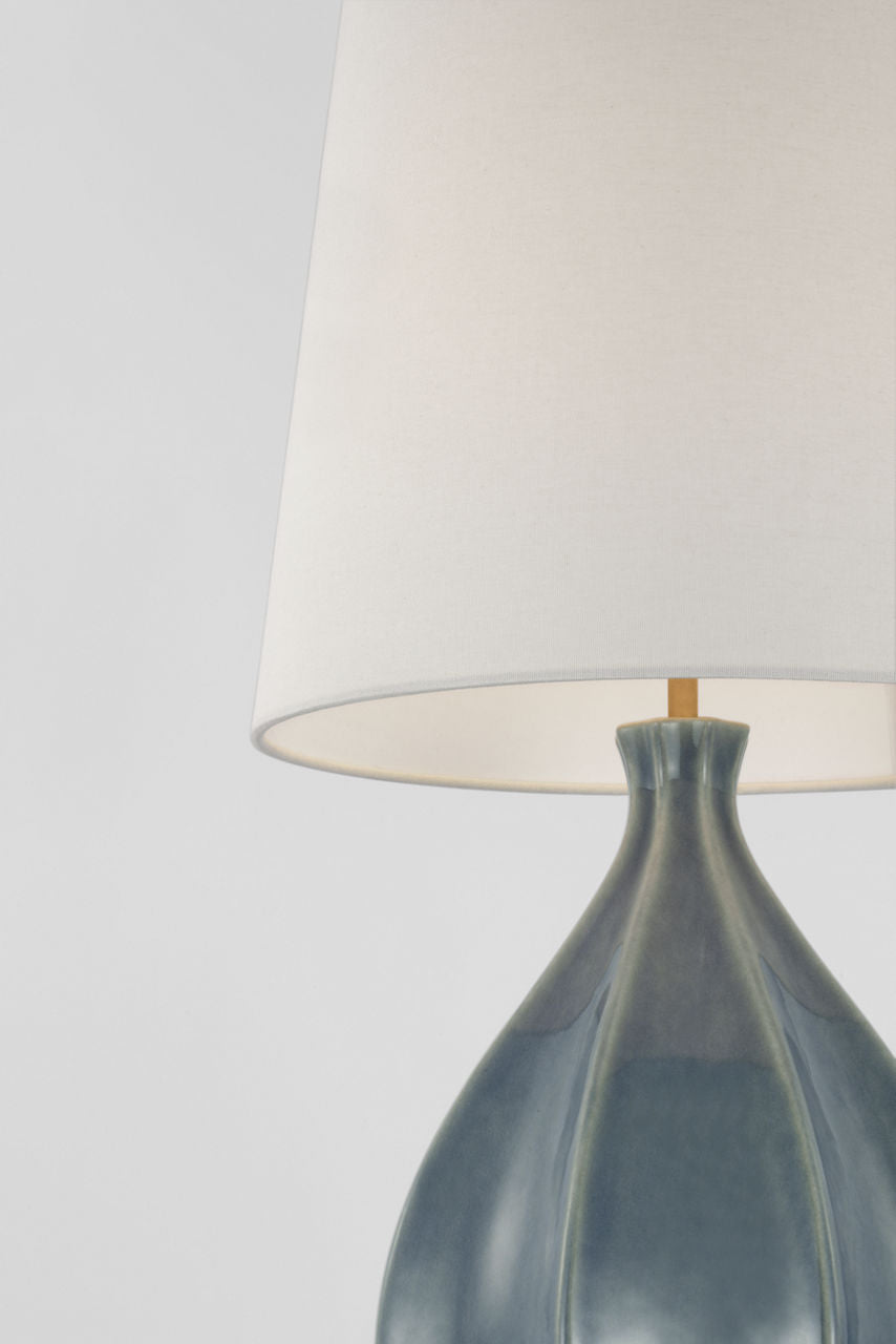 Rana Large Table Lamp | Polar Blue Crackle | Linen Shade