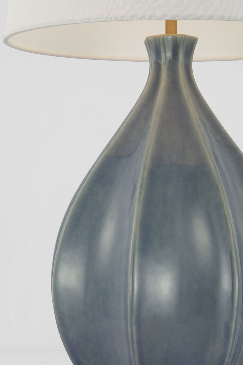 Rana Large Table Lamp | Polar Blue Crackle | Linen Shade